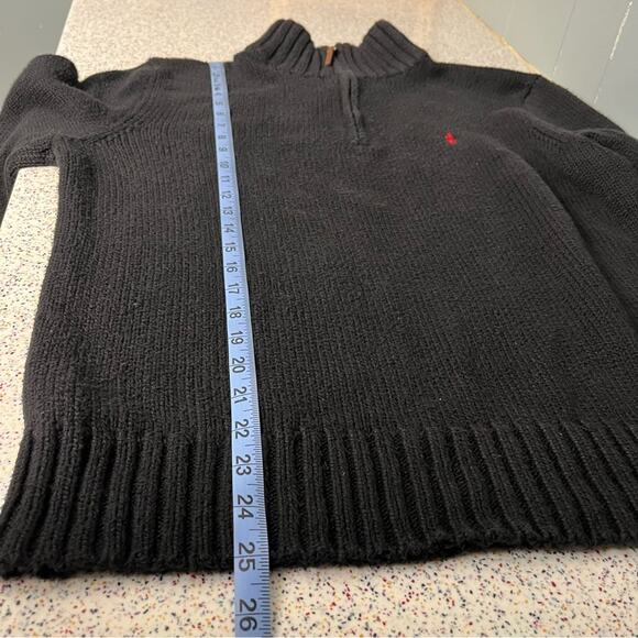 Polo Ralph Lauren 1/4 Zip Sweater Black Red Cotton  Pull-over Men's Size L - Picture 7 of 7